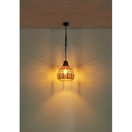 Závesné svietidlo, kov čierny matný, konopné lano, čierna reťaz, Ø 300, V: 1350, bez žiarovky 1xE27, 5