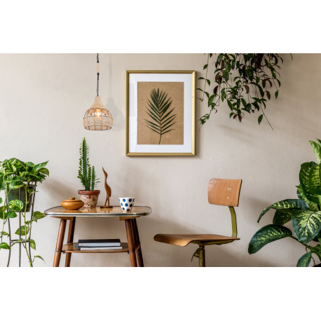 Závesné svietidlo, kov čierny matný, konopné lano, čierna reťaz, Ø 300, V: 1350, bez žiarovky 1xE27, 10