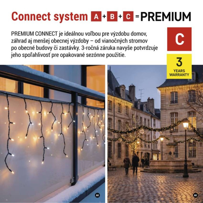 Premium LED spojovacia reťaz preblikávajúca – cencúle, 3 m, vonkajšia, teplá/studená biela 2
