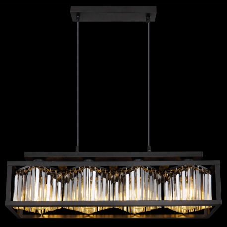 Závesné svietidlo kov čierny matný, sklenené kryštály dymovej farby, možnosť nastavenia výšky, DxŠxV 16