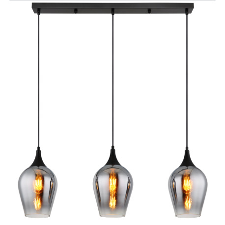 Závesné svietidlo, čierny matný kov, sklo dymové/číre, čierny textilný kábel, možnosť skrátenia výšk 9