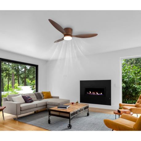 Stropný ventilátor, kov/plast imitácia dreva, stmievateľný, viac rýchlostí pomocou nástenného vypína 8