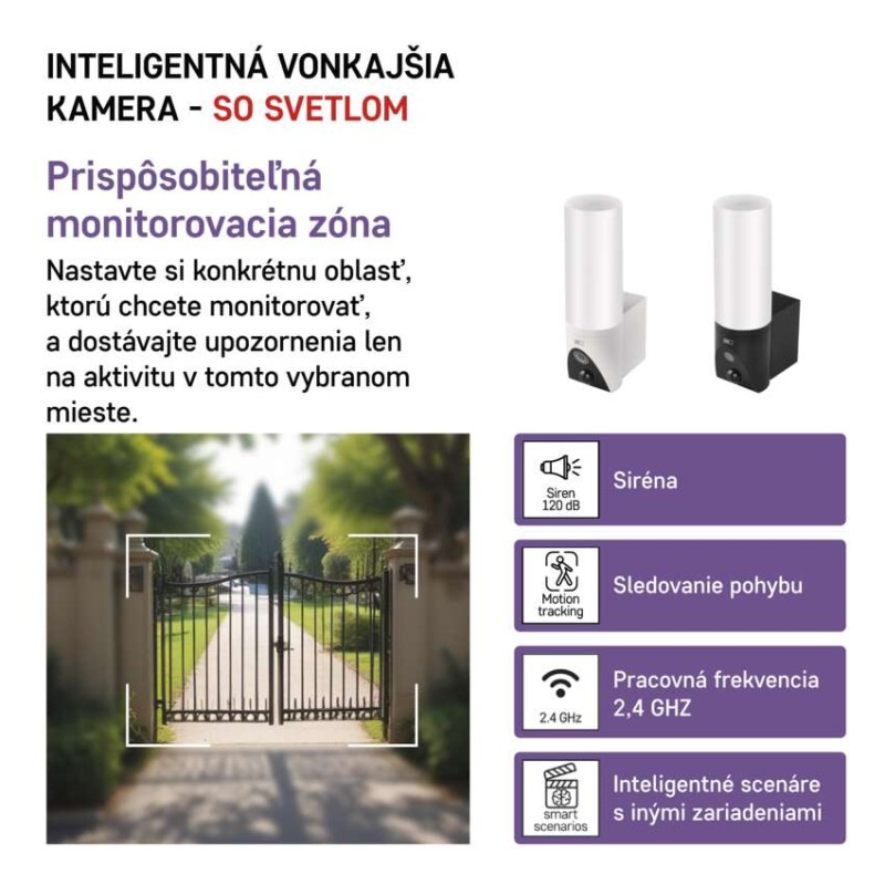 GoSmart Vonkajšia otočná kamera IP-310 TORCH s WiFi a svetlom, čierna 3