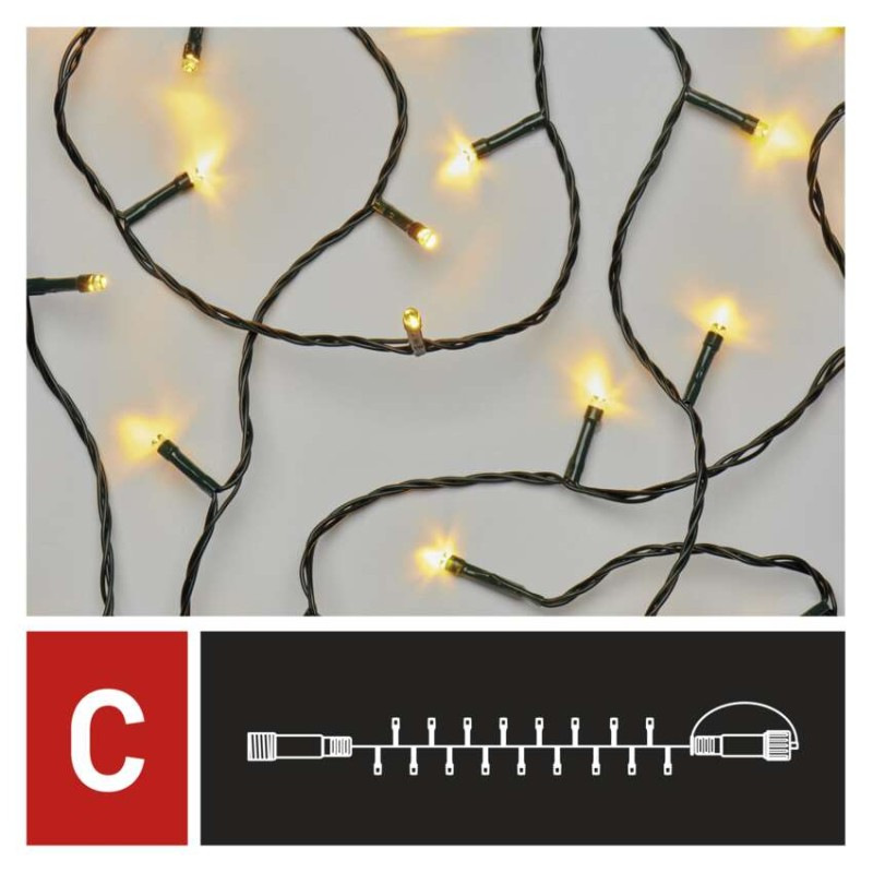 Standard LED spojovacia vianočná reťaz, 10 m, vonkajšia aj vnútorná, teplá biela 10