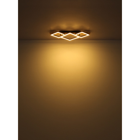 Stropné svietidlo, kov čierny matný, MDF so vzhľadom dreva, plast čierny matný, plast biely, DxŠxV: 5