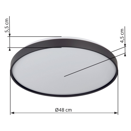 Stropné svietidlo, kov biely matný, plast sivý tmavý/biely, ø: 480mm, V: 55mm, LED 24W 230V, zdroj 3 7