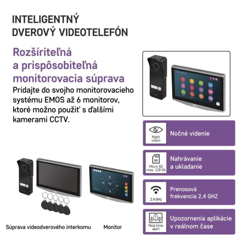 GoSmart Sada domáceho videovrátnika EMOS IP-750A s WiFi 4