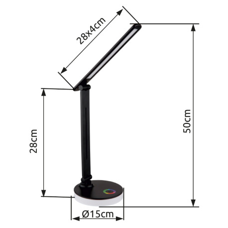 Stolové svietidlo, plast čierny a biely, dotykové zapínanie/vypínanie, plynulá regulácia dotykového 17