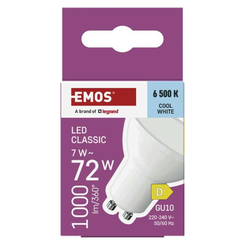 LED žiarovka Classic MR16 biela/ GU10 / 7 W (72 W) / 1000 lm / Studená biela 7