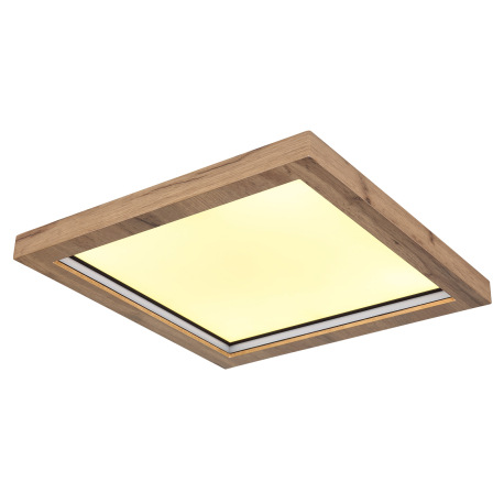 Stropné svietidlo, kov čierny matný, MDF so vzhľadom dreva, plast opál, stmievateľné, niekoľko úrovn 5