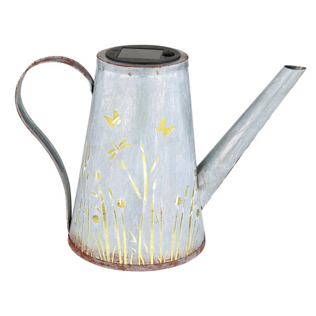 Solárne svietidlo, kov modrý antik, dekoratívne rezy, farba imitácia hrdze, plast čierny, vypínač, a