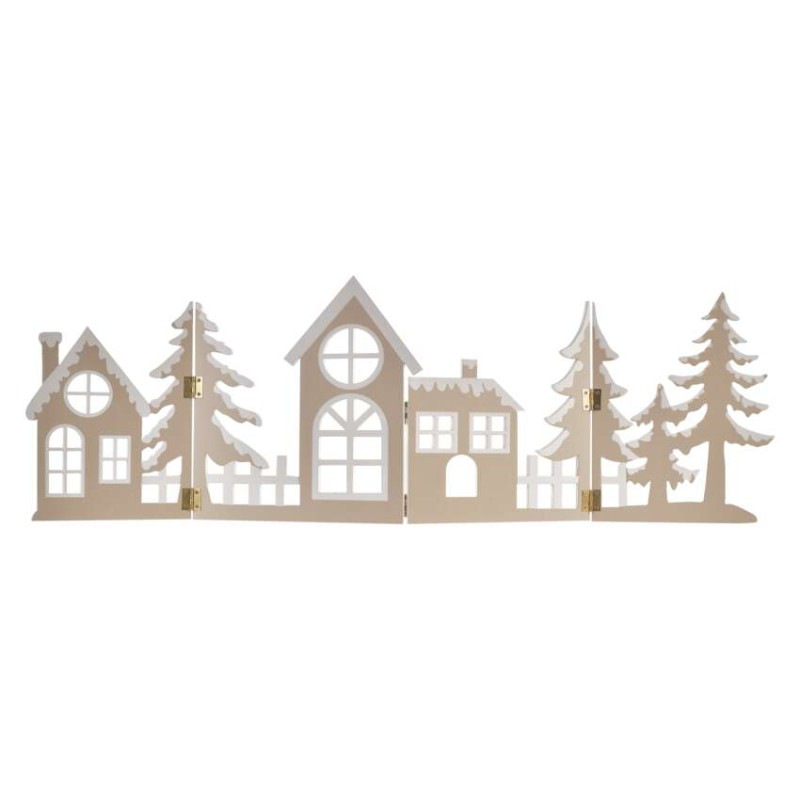 LED dekorácia drevená – vesnička, 60 cm, 2x AA, teplá biela, časovač 1