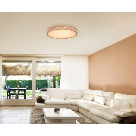 Stropné svietidlo, kov biely, prírodné drevo, plast biely, funkcia pamäte, stmievateľné, diaľkové ov 9