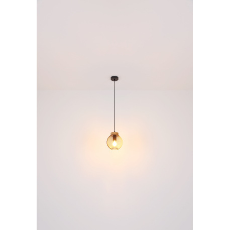 Závesné svietidlo, kov čierny, drevo, Ø440, V:1200, bez žiaroviek 3xE27, max. 60W 230V 15