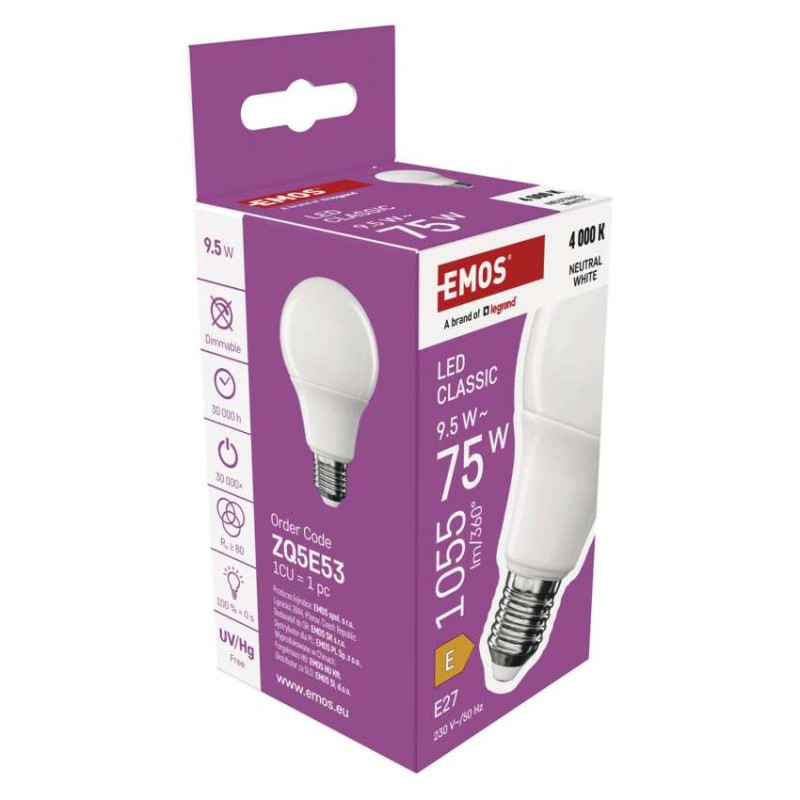 LED žiarovka Classic A60 / E27 / 9,5 W (75 W) / 1055 lm / Neutrálna biela 10