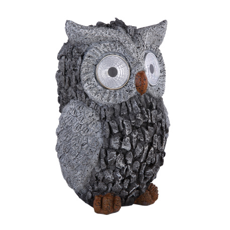 Solárne svietidlo, plast sivý, sova, IP44, akumulátor AA 200mAh 1,2V, DxŠxV:135x115x195, vrátane 2xL 8