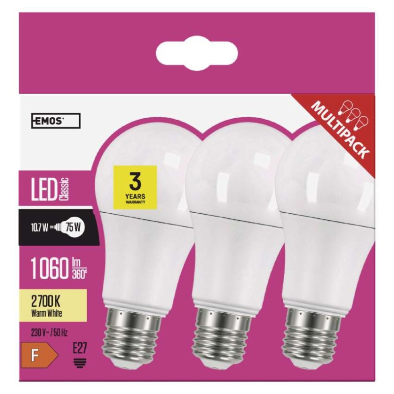 LED žiarovka Classic A60 / E27 / 10,7 W (75 W) / 1 060 lm / teplá biela 10