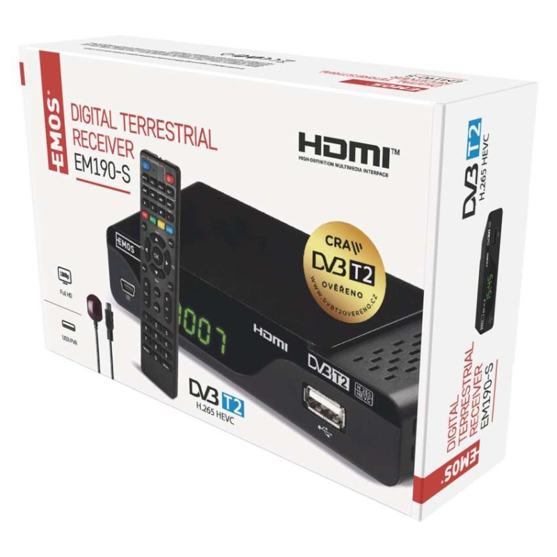 Set-top box EMOS EM190-S HD HEVC H265 (DVB-T2) 3