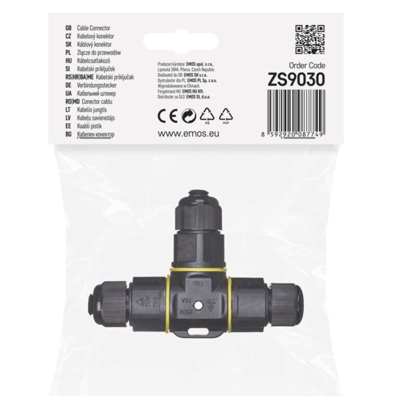 Plastová káblová T spojka IP68 4