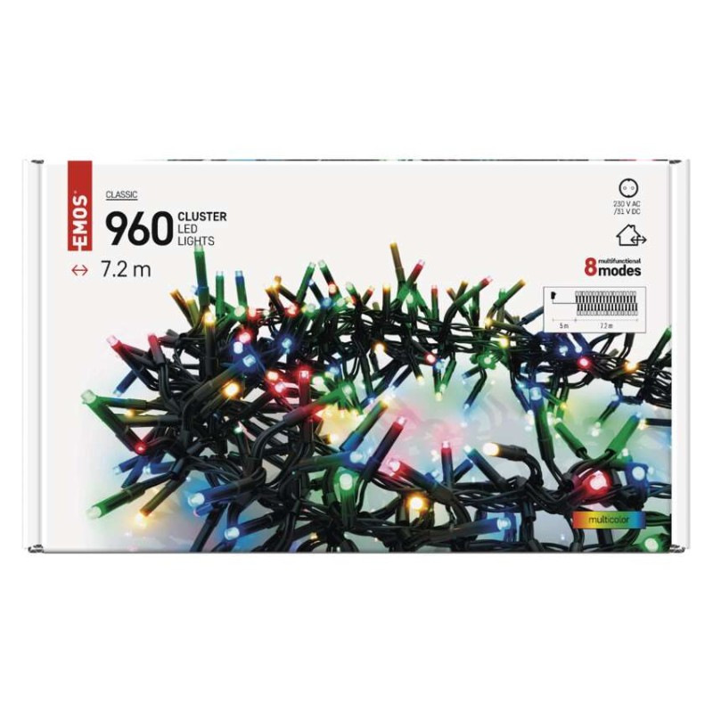 LED vianočná reťaz – ježko, 7,2 m, vonkajšia aj vnútorná, multicolor, programy 6