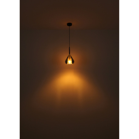 Závesné svietidlo, kov čierny, sklo dymovej farby, čierny kábel, nastaviteľná výška, ø: 200mm, V: 15 12