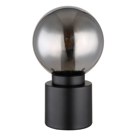 Stolová lampa, kov čierny matný, sklo dymové, kolískový vypínač na kábli, ø:150mm, V: 245mm, dĺžka k 8