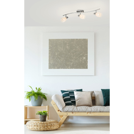 Stropné svietidlo, chróm, MDF wenge, satinované sklo, DxŠxV: 690x215x160, bez žiaroviek 3xE14, max. 5