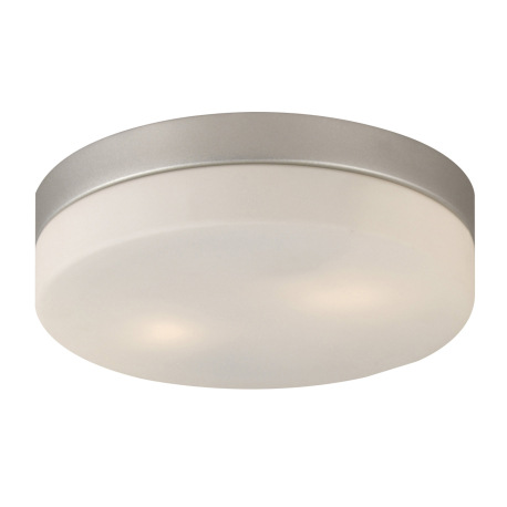Stropné svietidlo, kov nikel matný, sklo biele, Ø 240, V: 65, bez žiaroviek 2xE27, max. ILLU 40W 230