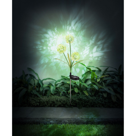 Solárne svietidlo, nerez, plast čierny, plast žltý, plast zelený, vypínač, vrátane batérií AA 200mAh 6