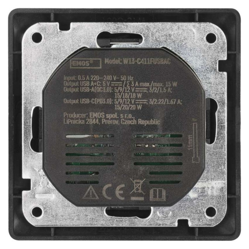 Zásuvka s USB-A+USB-C, antracit 3