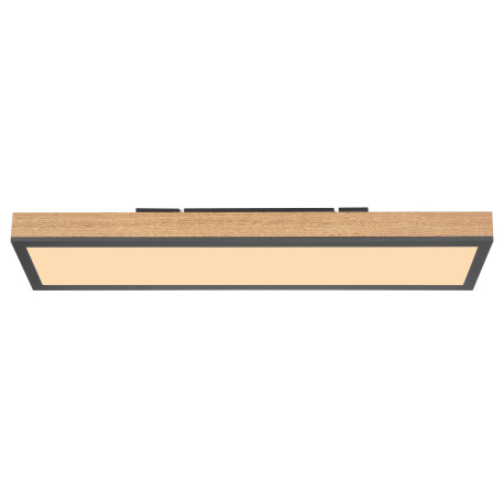 Stropné svietidlo, hliník grafit, MDF vzhľad dreva, akryl biely, DxŠxV:600x150x60mm, vrátane LED 18W 10