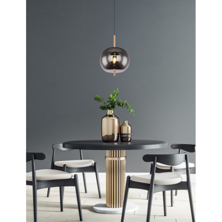 Závesné svietidlo, kov čierny, mosadz, dymové sklo, ø: 300mm, V:1200mm, bez žiarovky 1x E27, max. 60 11