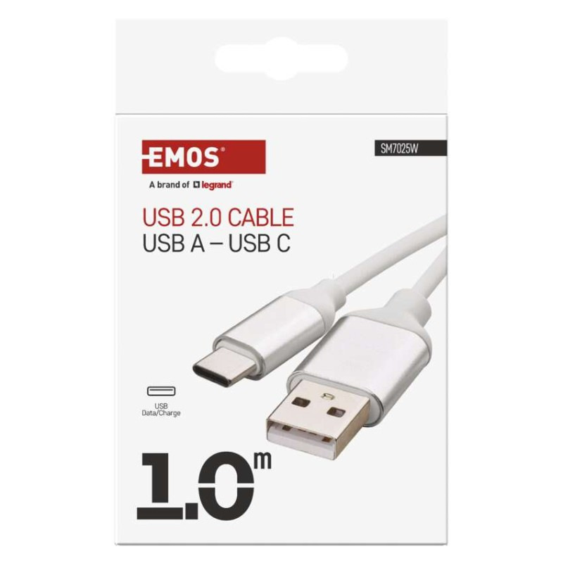 Nabíjací a dátový kábel USB-A 2.0 / USB-C 2.0, 1 m, biely 1