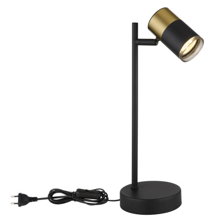 Stolové svietidlo, kov čierny, hliník medený matný, hliník čierny matný, plast dymový, kábel PVC čie 4