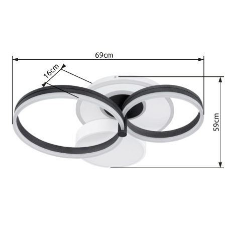 Stropné svietidlo, kov biely/čierny, akryl biely, stmievateľné, prepínanie funkcií nástenným vypínač 8