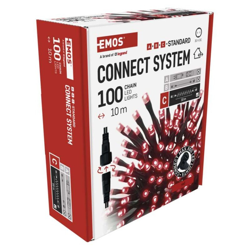 Standard LED spojovacia vianočná reťaz, 10 m, vonkajšia aj vnútorná, červená 14