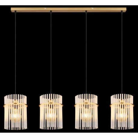 Závesné svietidlo, kov zlatej farby, sklenené tyče biele, priehľadné, kábel PVC čierny, možnosť skrá 18