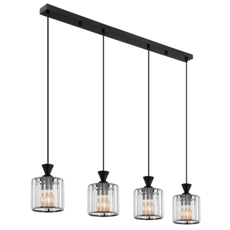 Závesné svietidlo, kov čierny, akrylové krištále číre, kábel PVC čierny, DxŠxV: 860x130x1200mm, bez 13