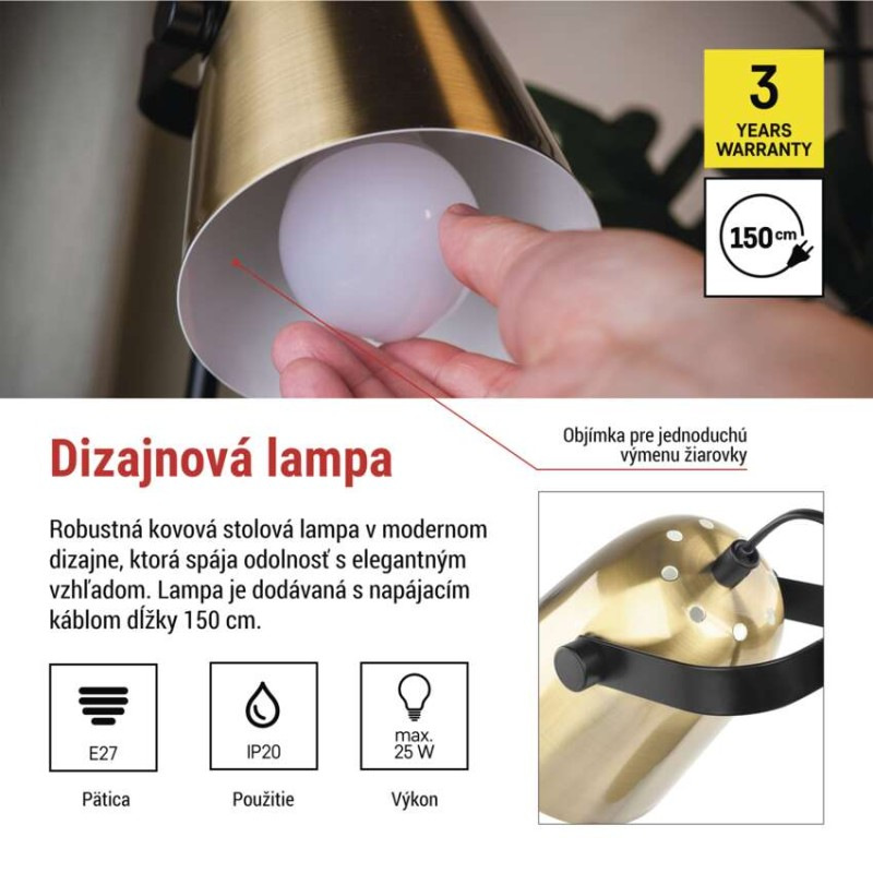 Stolná lampa NINA, zlatá 5