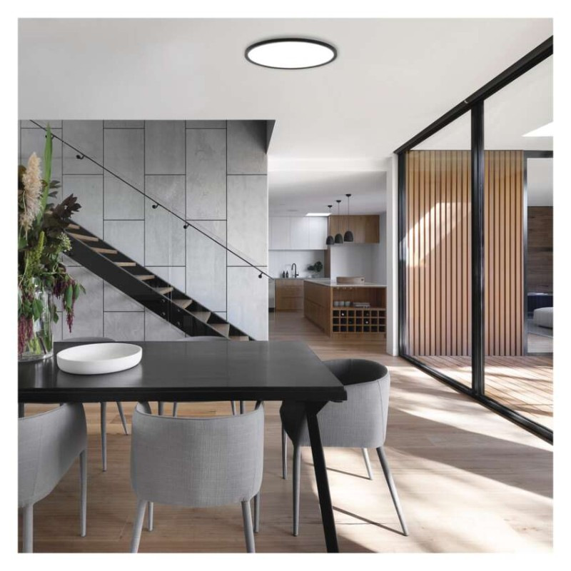 LED prisadené svietidlo FLORI okrúhle, čierné, 22W, neutrálna biela 9