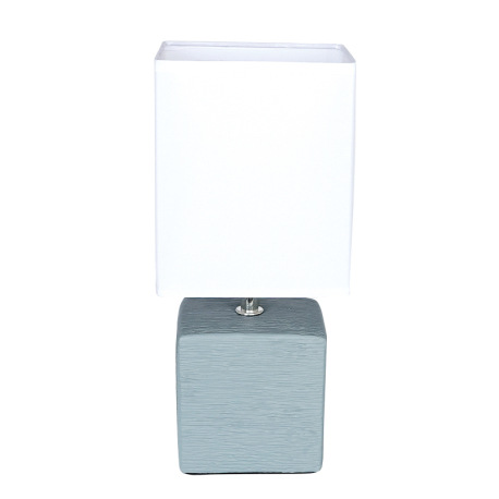 Stolová lampa, keramika sivá, textil biely, kábel 1,2m, vypínač, DxŠxV: 130x110x290, bez žiarovky 1x 2