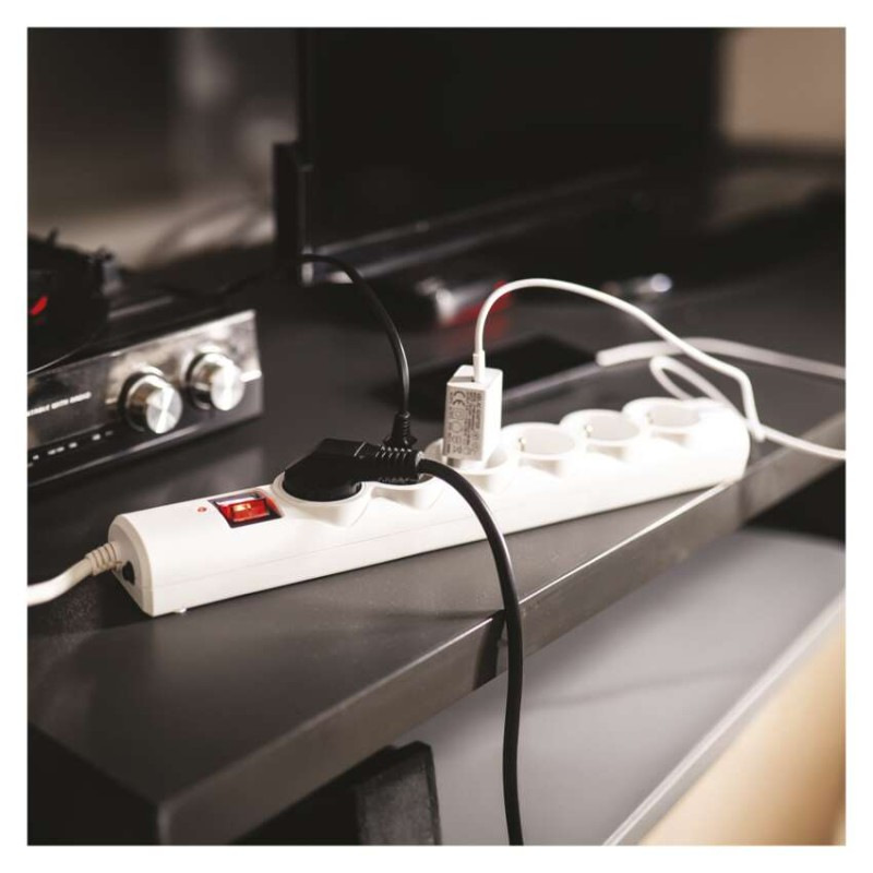 Prepäťová ochrana – 6 zásuviek, 5 m, biela 8