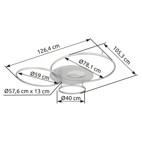 Stropné svietidlo, hliník matný strieborný, plast biely, akryl, zrkadlový 3D efekt, stmievateľné, ni 13