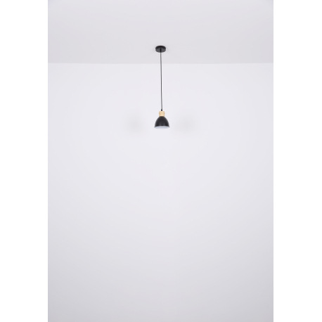 Závesné svietidlo, kov čierny a biely, kov vzhľad dreva, čierny PVC kábel, ø: 180mm, V:1200mm, bez ž 6