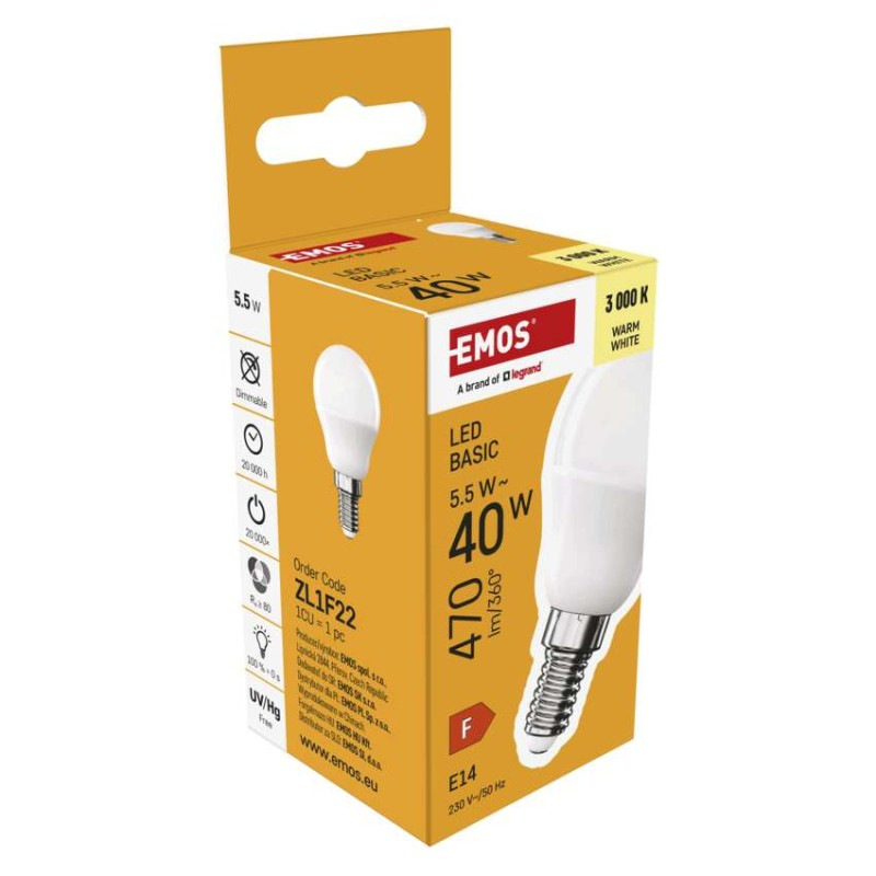 LED žiarovka Basic Mini Globe / E14 / 5,5 W (40 W) / 470 lm / Teplá biela 5