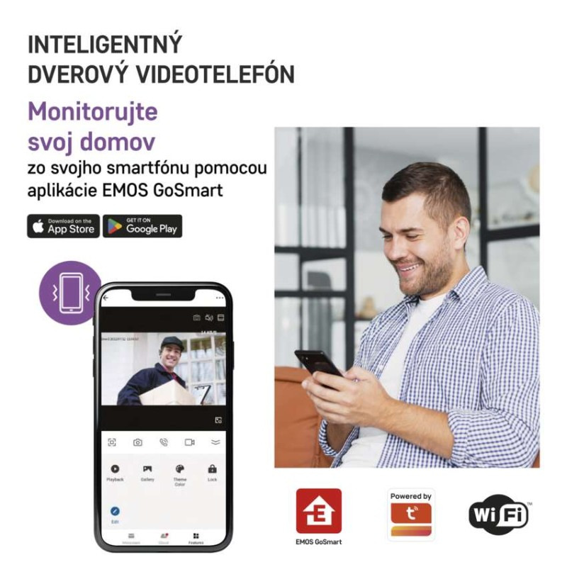 GoSmart Sada domáceho videovrátnika EMOS IP-750A s WiFi 3
