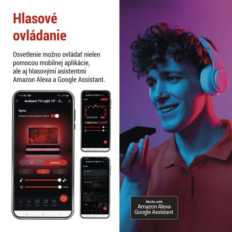 GoSmart Ambientné LED RGB osvetlenie za TV 75“ (189 cm) 3