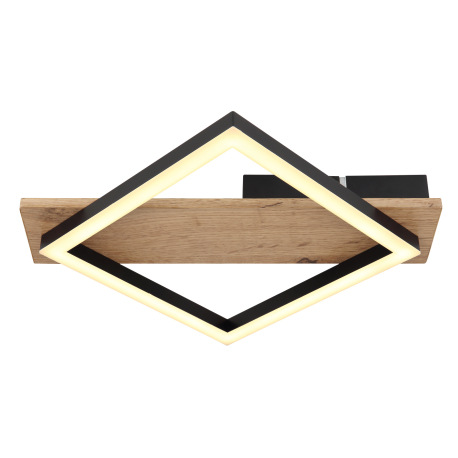 Stropné svietidlo, kov čierny matný, MDF so vzhľadom dreva, plast čierny matný, plast biely, DxŠxV: 11