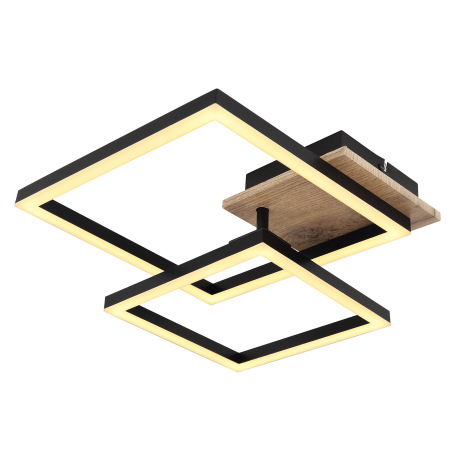 Stropné svietidlo kov čierny matný, MDF, imitácia tmavého dreva, plast biely, otočné, DxŠxV: 530x380 11