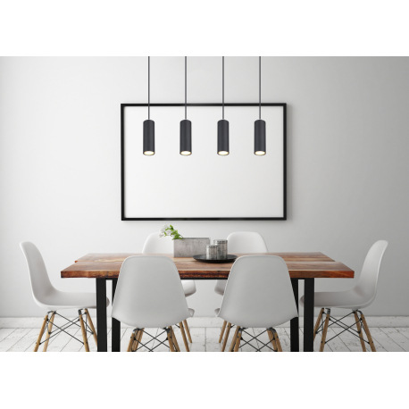 Závesné svietidlo, kov čierny, čierny PVC kábel, DxŠxV:650x60x1200mm, bez žiaroviek 4x GU10, max. 35 7